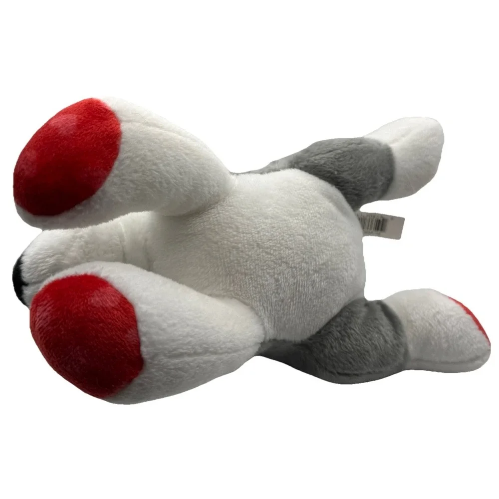Gray Husky Dog Plush Stuffed Animal Red Heart Paws 8